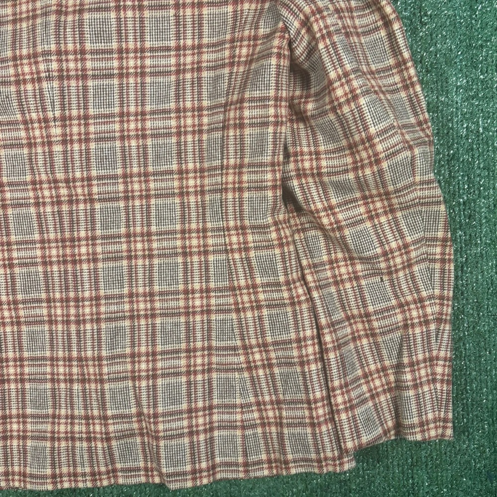 Pendleton Blazer Womens 14 Brown Red Plaid Vintage 60s Wool Fair Moth Holes - Picture 5 of 8